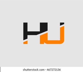 HU negative space letter logo

