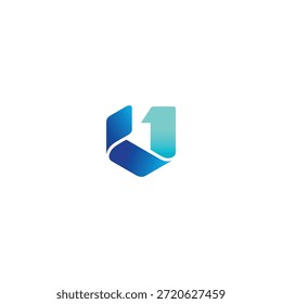 Logotipo de design vetorial de ilusão de tecnologia HU
