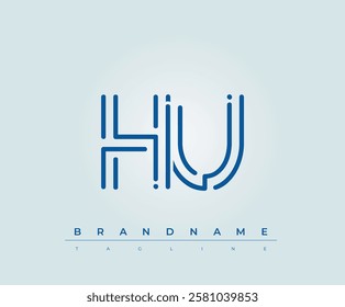 HU Technology Letter Logo Template. This tech letter logo is a graphic mark that uses letters to represent a technology company.