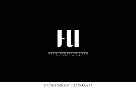 Plantilla de monograma del logotipo del vector abstracto HU UH