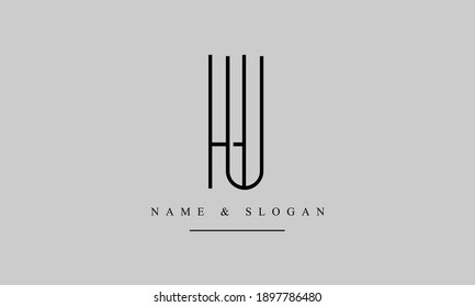 HU UH abstract vector logo monogram template