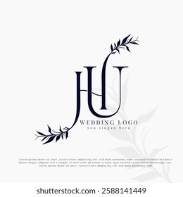 HU, UH Initial Wedding Logo Monogram