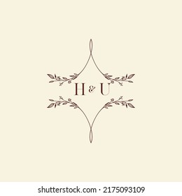 HU wedding initial logo letters in high quality professional design that will print well across any print media