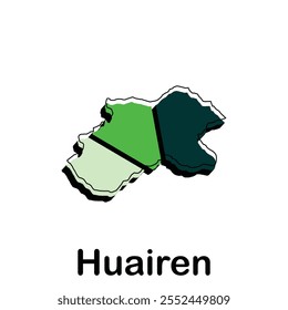 Ilustración plana del icono del mapa de Huairen, mapa del Vector de chino con la Plantilla nombrada de los iconos del gobierno y del viaje