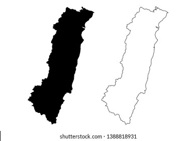 Hualien County (Administrative divisions of Taiwan, Republic of China, ROC, Counties) map vector illustration, scribble sketch Hualien map