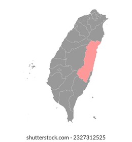 Hualien county map, county of the Republic of China, Taiwan. Vector illustration.