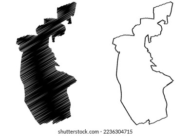 Huamuxtitlan municipality (Free and Sovereign State of Guerrero, Mexico, United Mexican States) map vector illustration, scribble sketch Huamuxtitlán map