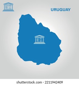 HUANCAYO, PERU - OCTOBER 09, 2022: Illustrative editorial design of silhouettes of South American countries with the UNESCO logo.