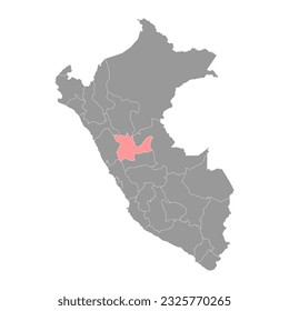 Huanuco map, region in Peru. Vector Illustration.