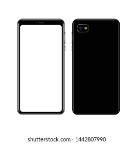 Huawei smartphone with white blank screen. Isolated on white background. Vector illustration. Realistic smartphone model.