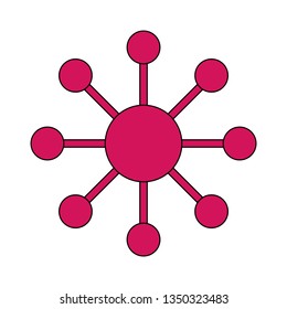 Hub, analytics or contact icon, flat style