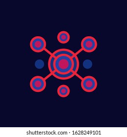 Hub, connections icon, flat style