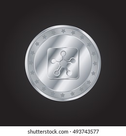 Hub embossed realistic silver / platinum coin precious Icon / Logo Design