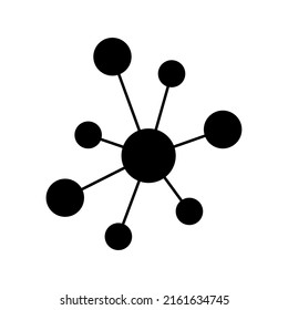 Hub flat network icon, connect structure vector symbol isolated on white background, technology system .