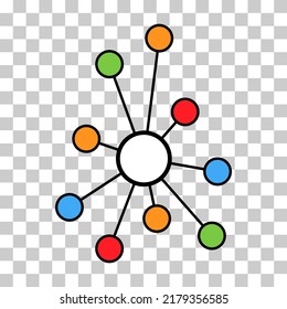 Hub flat network icon, connect structure vector symbol isolated background, technology system .