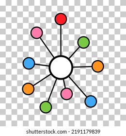 Icono de red plana concentrador, símbolo vector de estructura de conexión fondo aislado, sistema de tecnología.
