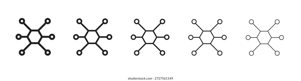 Hub icon design in thin editable stroke style for graphic work