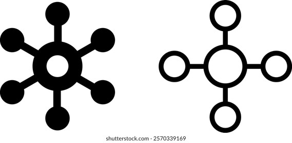 "Hub Icon Representing Centralized Networking, Data Distribution, and Device Connectivity in Systems"