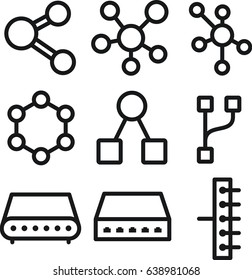 hub line icon set