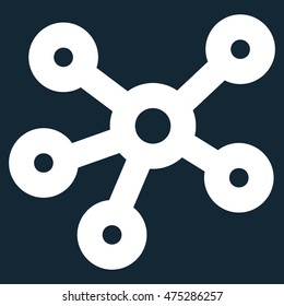 Hub Links vector icon. Style is contour flat icon symbol, white color, dark blue background.