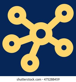 Hub Links vector icon. Style is outline flat icon symbol, yellow color, blue background.