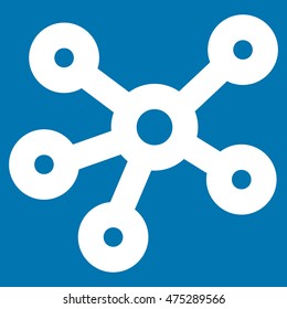 Hub Links vector icon. Style is stroke flat icon symbol, white color, blue background.