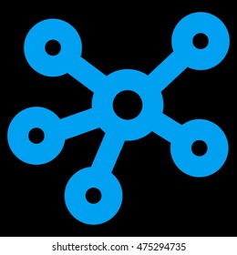 Hub Links vector icon. Style is stroke flat icon symbol, blue color, black background.