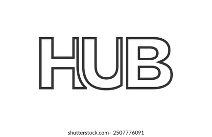 HUB logo design template with strong and modern bold text. Initial based vector logotype featuring simple and minimal typography. Trendy company identity ideal for businesses brand presence.