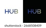 Hub logo design wordmark. Technology connection abstract dot, molecule and biotechnology system graphic design vector illustration. Symbol, icon, creative.