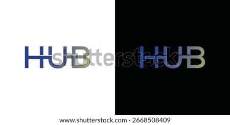 Hub logo design wordmark. Technology connection abstract dot, molecule and biotechnology system graphic design vector illustration. Symbol, icon, creative.