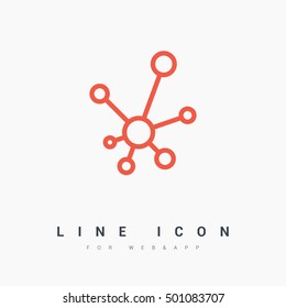 Hub network connection isolated minimal flat line icon