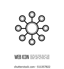 Hub network connection isolated minimal flat line icon