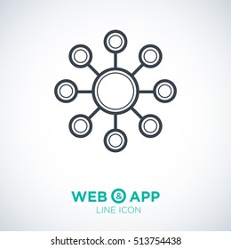 Hub network connection isolated minimal flat line icon