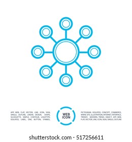 Hub network connection isolated minimal flat line icon
