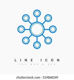 Hub network connection isolated minimal flat line icon