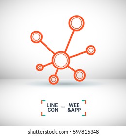 Hub network connection isolated minimal flat line icon