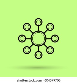 Hub network connection isolated minimal flat line icon