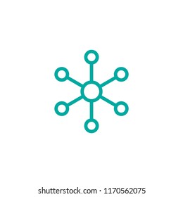 Hub network connection line icon isolated on white. Tech or technology logo. Server or central database button. System links symbol. Molecule shape. 