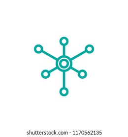 Hub network connection line icon isolated on white. Tech or technology logo. Server or central database button. System links symbol. Molecule shape. 
