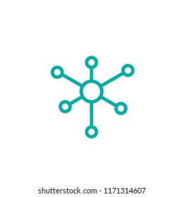 Hub network connection line icon isolated on white. Tech or technology logo. Server or central database button. System links symbol. Molecule shape. 