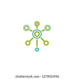 Hub network connection line icon isolated on white. Tech or technology logo. Server or central database button. System links symbol. Molecule shape. 