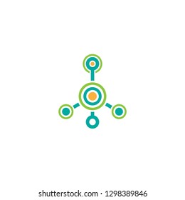 Hub network connection line icon isolated on white. Tech or technology logo. Server or central database button. System links symbol. Molecule shape. 