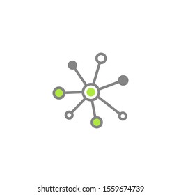 Hub network connection line icon isolated on white. System or technology logo. Server or central database button.  Connected groups. molecule formula