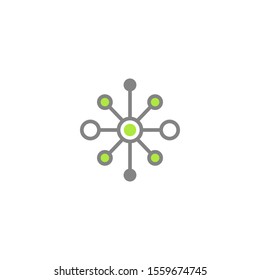 Hub network connection line icon isolated on white. System or technology logo. Server or central database button.  Connected groups. molecule formula