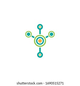 Hub network connection line icon isolated on white. Tech or technology logo. Server or central database button. System links symbol. Molecule shape. 