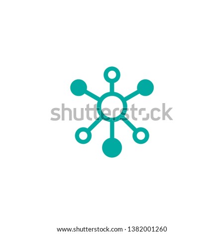 Hub network connection line icon isolated on white. Tech or technology logo. Server or central database button.  