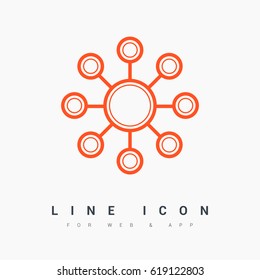 Hub network connection line vector icon