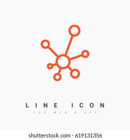 Hub network connection line vector icon
