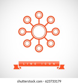 Hub network connection line vector icon