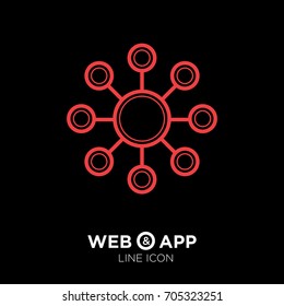 Hub network connection line vector icon